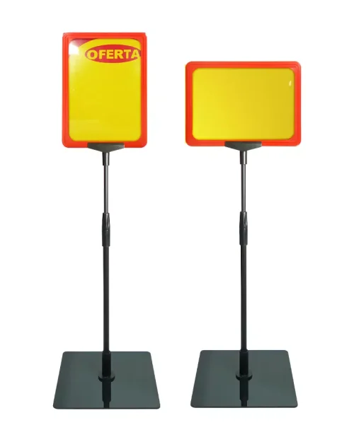 Pedestal Porta Cartaz A5 Metiq – TT 30/30 Moldura Vermelha Base PS