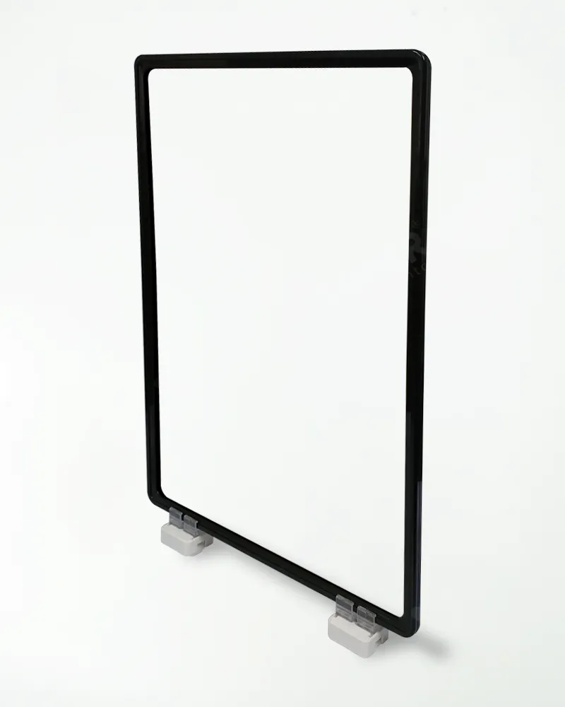 Display Base Magnética Branca p/ Folha A3 c/ 2 Fixadores – Moldura Preta