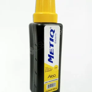 Tinta Alco Metiq Amarela 500ml é ideal para cartazistas e profissionais de comunicação visual. Possui secagem rápida, alta fixação e bico dosador prático. Compatível com o Kit Escrita Metiq e o Removedor Alco Alcolor.