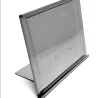 Display Mesa Inox 10x7cm.277.12un com corpo em aço inox e proteção plástica para etiqueta de preço, ideal para vitrines e balcões comerciais.