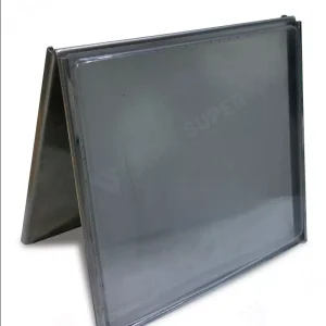 Display Mesa Inox V.I.280/12 Tipo V Invertido para exposição de preços e informações.