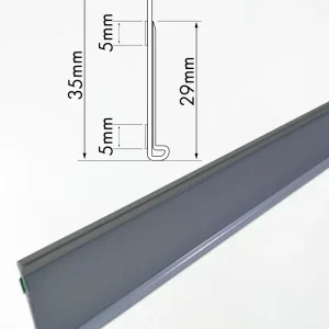 Perfil de Gôndola V065R Cinza 100x3,5cm c/ Fita Dupla Face
