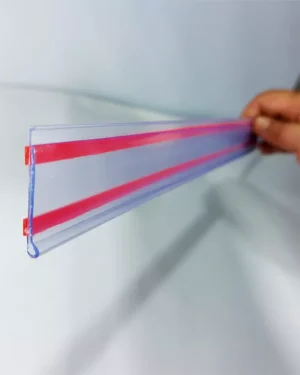 Perfil de Gôndola V065R Transparente 100×3,5cm c/ Fita Dupla Face