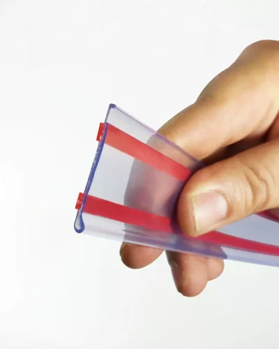 Perfil de Gôndola V065R Transparente 100×3,5cm c/ Fita Dupla Face