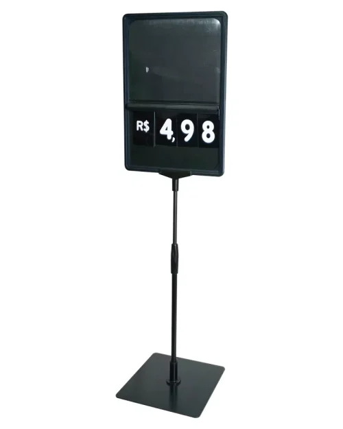 Pedestal c/ Precificador E3 F/V – TT 30/30 Moldura A4 Preta c/ Nº Preto