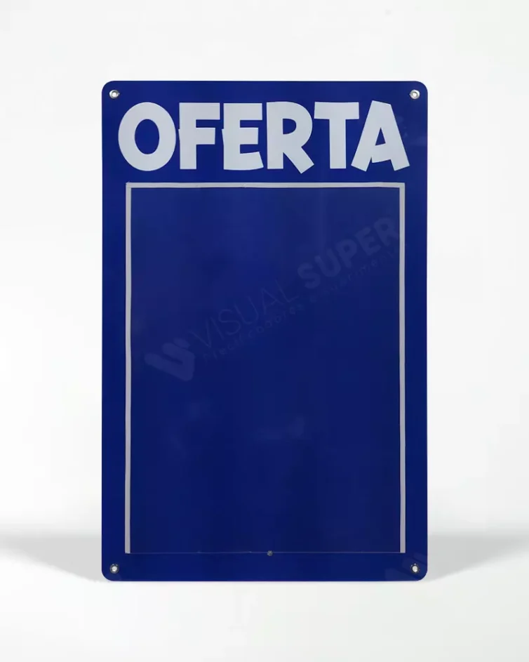 Porta-cartaz em Acm 3mm Azul – AD / LC – 62x95cm 1 Bolsa 50x67cm AB c/ 4 ilhós