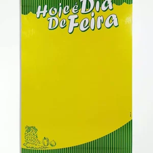 Cartaz Dia-de-Feira 32x46cm Mod.16 em papel duplex 230g, perfeito para destacar ofertas de frutas, legumes e verduras em lojas e supermercados.