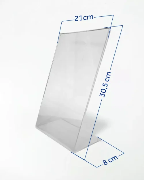 Display de Mesa em Acrílico 2mm A4 – Base L