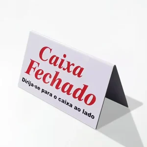 Placa de Identificação Caixa Fechado 20x12 cm