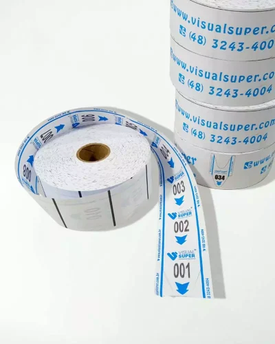 Rolo de Senhas p/ Atendimento 3 Dígitos Azul