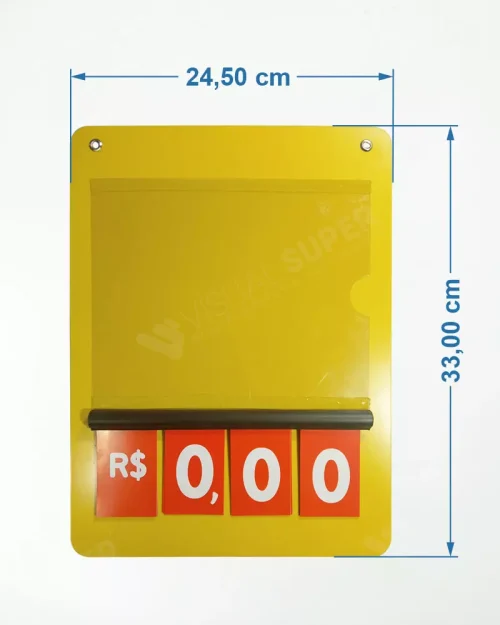 Precificador E2 em PS 2mm IP – 24,5x33cm c/ Nº Vermelho c/ 2 ilhós
