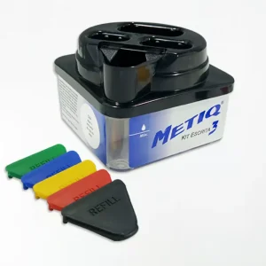 Reservatório para Kit Escrita com 3 Pincéis Metiq e tampas coloridas