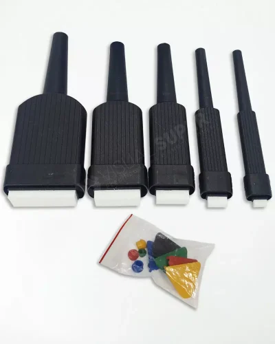 Kit 5 Pincéis com Ponteira + Batente + Tampas Coloridas – Metiq