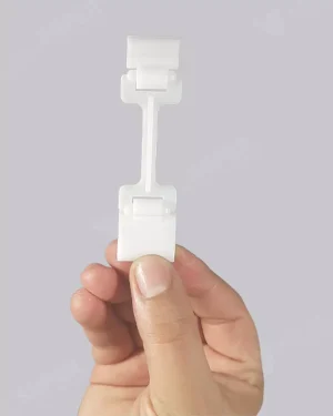 Prendedor Plástico Branco c/ Base Articulada e Clip p/ Etiqueta – 10un