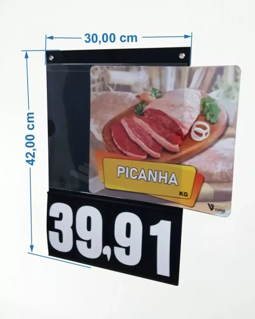 Placa de Preços em PS A3 c/ Imagem e Jogo de Números – c/ 2 ilhós