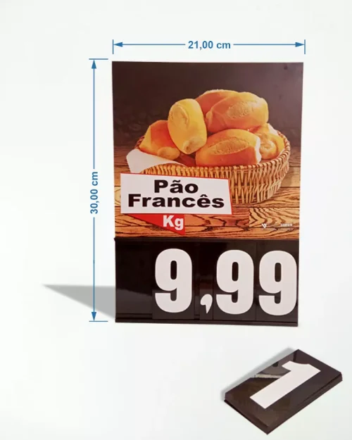 Placa de Preços em PS A4 c/ Impressão e Jogo de Números – c/ Fita DF