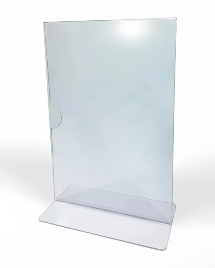 Display de Mesa em Acrílico 2mm A4 – Base T Invertido – c/ 15un