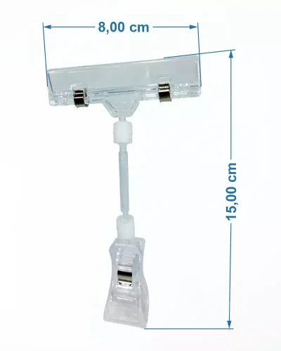 Clip Plástico Transparente 15x8cm c/ Corpo Giratório – 100un
