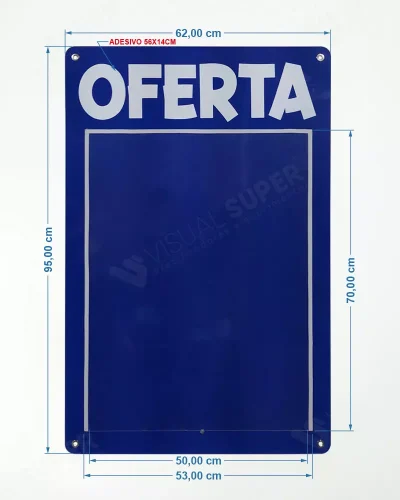 Porta-cartaz em Acm 3mm Azul – AD / LC – 62x95cm 1 Bolsa 50x67cm AB c/ 4 ilhós