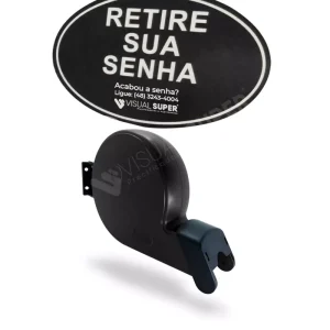 Distribuidor de Senha Preto + Placa Informativa