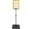 Pedestal Porta Cartaz A5.30/25aml moldura vermelha com base em PS e tubo telescópico ajustável para comunicação em pontos de venda.