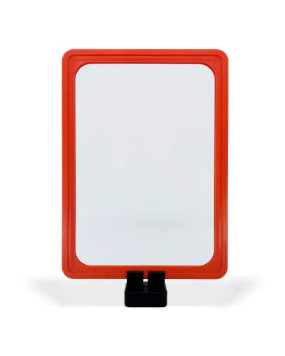 Display Base Magnética Branca p/ Folha A5 – Moldura Vermelha