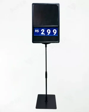 Pedestal c/ Precificador E3 F/V – TT 30/30 Moldura A4 Preta c/ Nº Azul