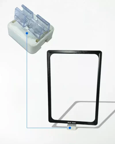 Display Base Magnética Branca p/ Folha A4 – Moldura Preta