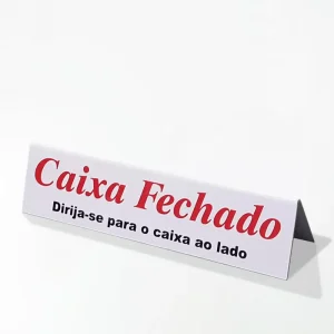 Placa de Identificação Caixa Aberto / Fechado 30x7 cm