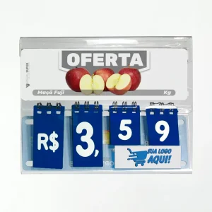 Precificador E1 em Petg 0,75mm 15x12cm - c/ Nº Azul e Encaixe 1,7cm