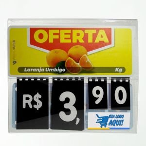 Precificador E1 em Petg 0,75mm 18x16cm - c/ Nº Preto e Encaixe 1,7cm