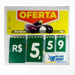 Precificador E1 em Petg 0,75mm 18x16cm - c/ Nº Verde e Encaixe 1,7cm