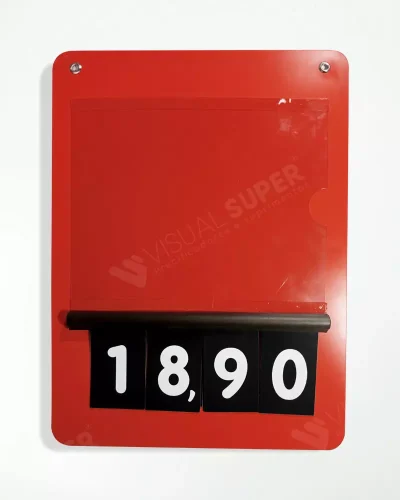 Precificador E2 em PS 2mm IP – 24,5X33cm Frente e Verso c/ Numeração Tipo Caderninho