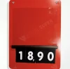 Precificador E2 em PS 2mm com numeração tipo caderninho para organização de preços no comércio.