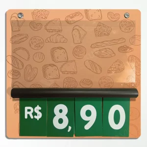 Precificador E2 em PS 2mm IP - 23x22cm c/ Nº Verde F/V c/ 2 ilhós
