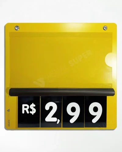 Precificador E2 em PS 2mm IP – 23x22cm c/ Nº Preto c/ 2 ilhós