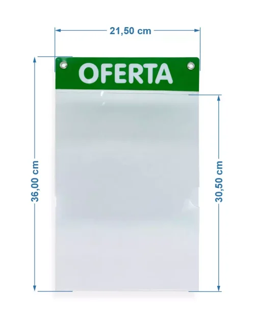 Porta-cartaz em Petg 0,75mm IP F/V – 21,5x36cm 1 Bolsa A4 ALS c/ 2 ilhós