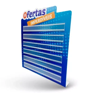 Porta-etiqueta em PS 2mm IP - 35x40cm c/ Perfil V065R p/ 18 Etiquetas 10x3,5cm c/ Fita. DF