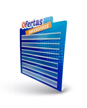 Porta-etiqueta em PS 2mm IP – 35x40cm c/ Perfil V065R p/ 18 Etiquetas 10×3,5cm c/ Fita. DF