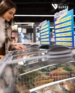 Porta-etiqueta em PS 2mm IP – 35x40cm c/ Perfil V065R p/ 18 Etiquetas 10×3,5cm c/ Fita. DF