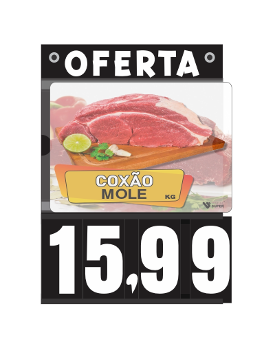 Placa de Preços em PS A4 c/ Imagem e Jogo de Números – c/ 4 ilhós