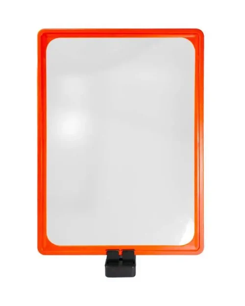 Display Base Magnética Preta p/ Folha A4 – Moldura Vermelha