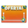 Placa Identificação PP 0.4mm 12x8cm impressão “OFERTA!” e visor para etiqueta de gôndola.