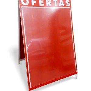 Cavalete Plástico Dupla Face A1 com cartaz protegido por bolsa em PETG