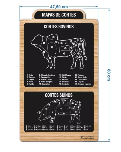 Painel em Acm 3mm – 47,5x80cm Mapa de Cortes c/ Fita. DF
