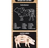 Painel em ACM 3mm 47,5x100cm com Mapa de Cortes Bovinos e Suínos para açougues e supermercados