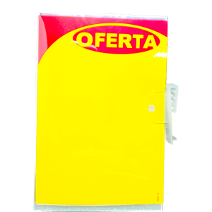 Precificador Lateral A6 Mod.01 com Porta-stopper em Poliéster 0,3mm, ideal para destacar preços e promoções nas laterais das gôndolas.