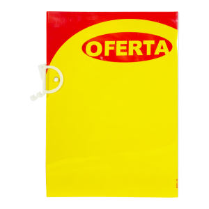 Precificador Lateral A4 com Porta-stopper em Poliéster 0,3mm para gôndolas, ideal para destacar preços, promoções e ofertas no ponto de venda.