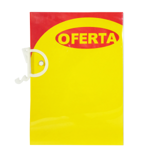 Precificador Lateral A5 com Porta-stopper em Poliéster 0,3mm para gôndolas, ideal para destacar preços e ofertas no ponto de venda.