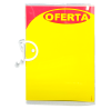 Precificador Lateral em Poliéster 0,3mm A6 com Porta-stopper para gôndolas, ideal para destacar promoções com fixação prática e visual chamativo.